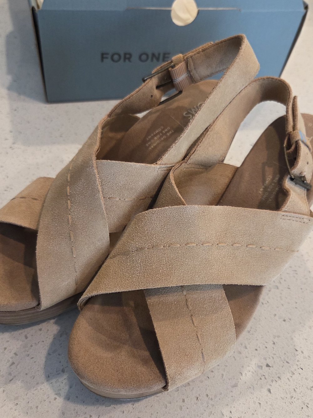 Tom's Women’s Tan Suede Crisscross Slingback Sandals